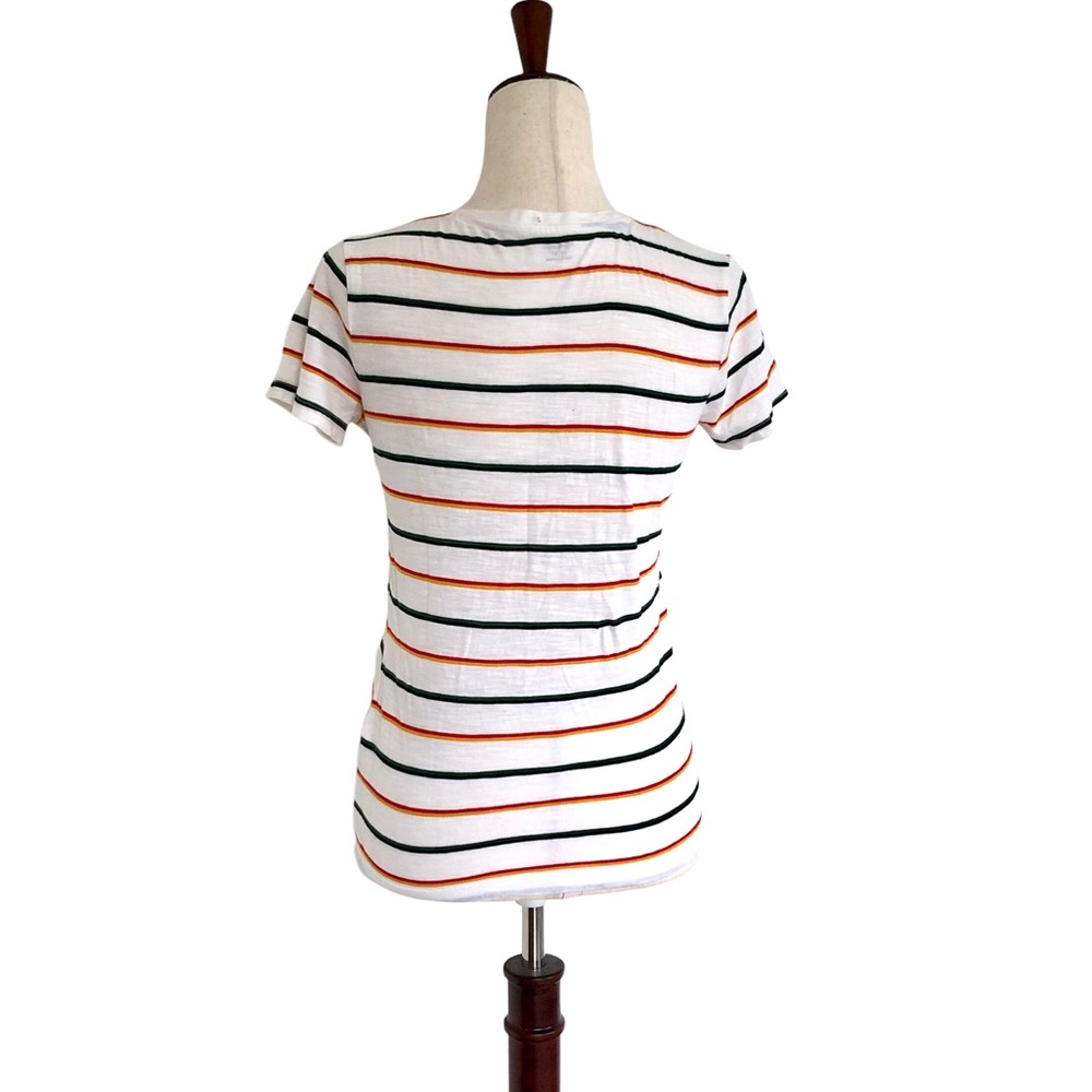 Madewell Women’s V-Neck Short Sleeve Rainbow Stripe T-Shirt, White Size XS - Picture 5 of 12